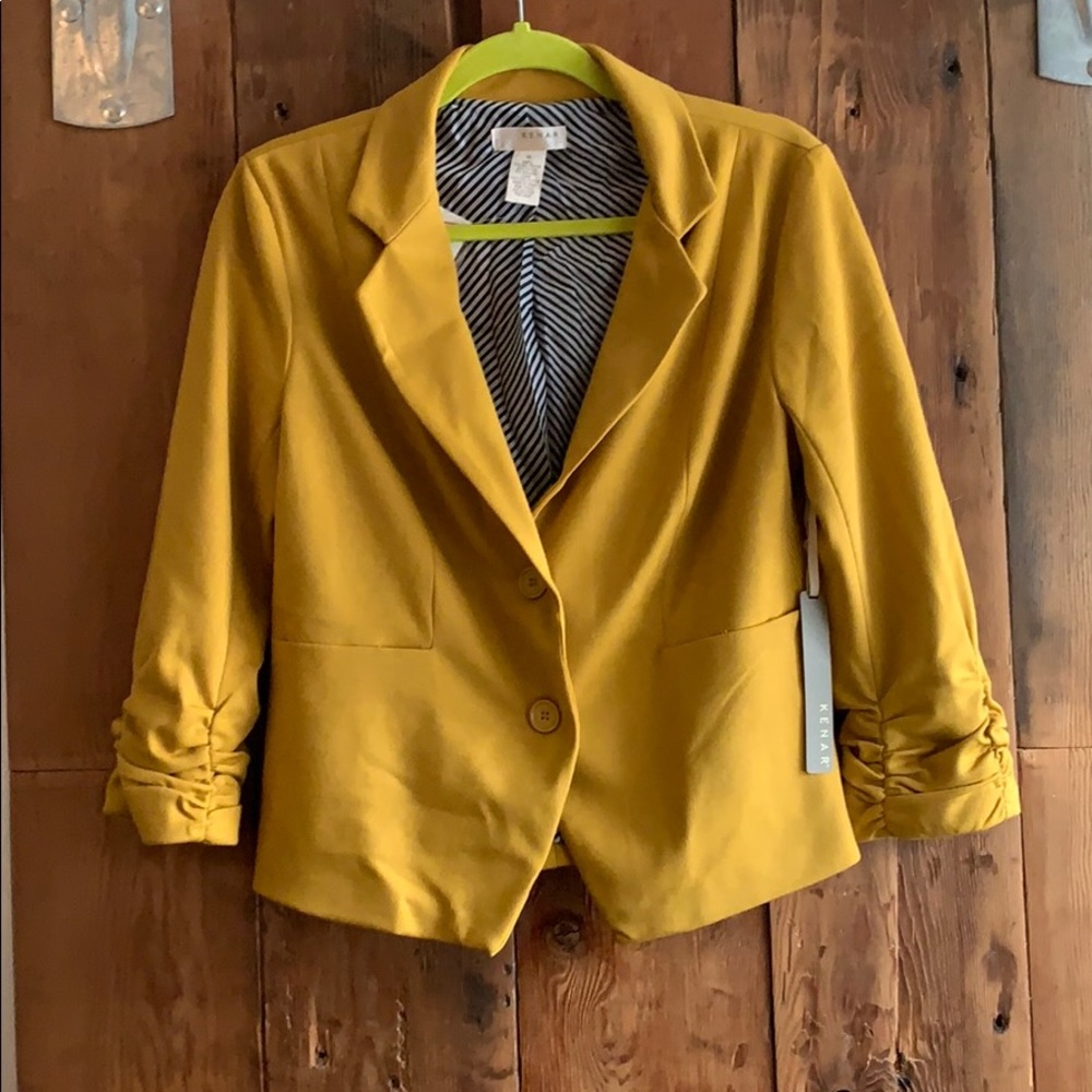 Lined 3/4 sleeve knit blazer